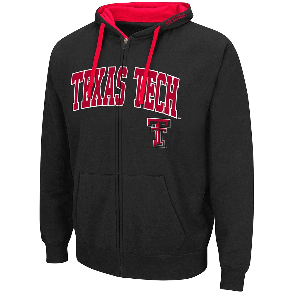 Men's Colosseum Black Texas Tech Red Raiders Big & Tall Full-Zip Hoodie