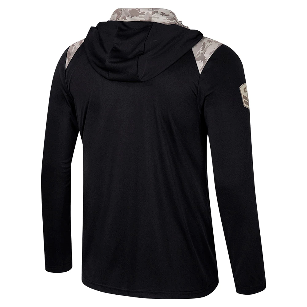 Men's Colosseum Black Texas Tech Red Raiders OHT Military Appreciation Quarter-Zip Hoodie Jacket