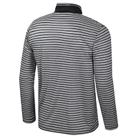 Men's Colosseum Black Texas Tech Red Raiders Striped Quarter-Zip Top