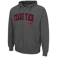 Men's Colosseum Charcoal Texas Tech Red Raiders Arch & Logo 3.0 Full-Zip Hoodie