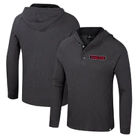 T-shirt à capuche manches longues Henley Dujour Ralgan pour homme, anthracite, Texas Tech Red Raiders