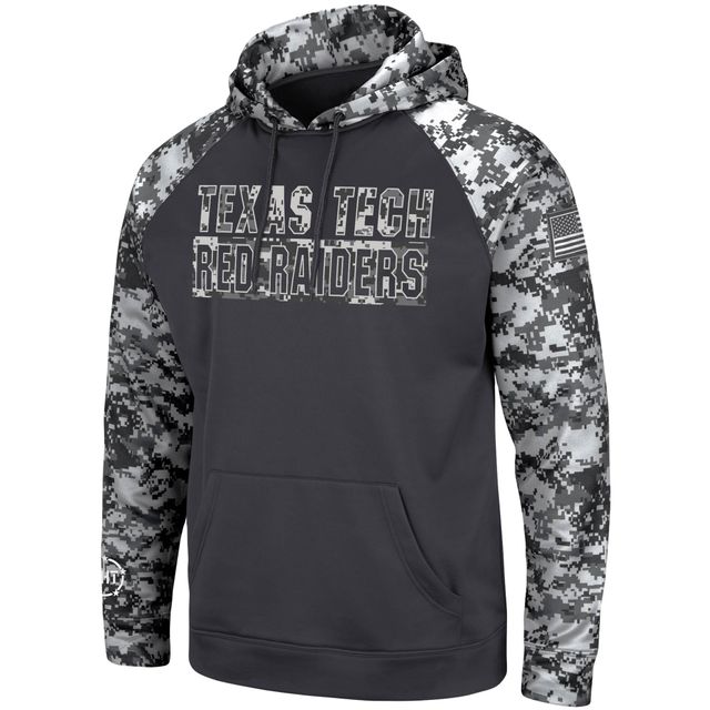 Sweat à capuche Colosseum Charcoal Texas Tech Red Raiders OHT Military Appreciation Digital Camo pour homme