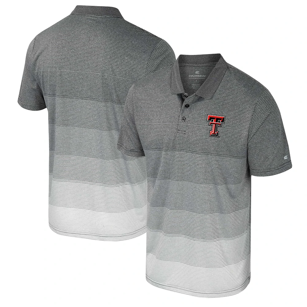 Men's Colosseum Gray Texas Tech Red Raiders Striped Mesh Polo