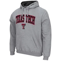Men's Colosseum Heather Gray Texas Tech Red Raiders Arch & Logo 3.0 Pullover Hoodie