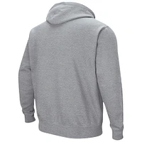 Men's Colosseum Heather Gray Texas Tech Red Raiders Arch & Logo 3.0 Pullover Hoodie