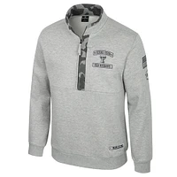 Men's Colosseum Heather Gray Texas Tech Red Raiders OORAH OHT Military Appreciation Fleece Quarter-Zip Jacket