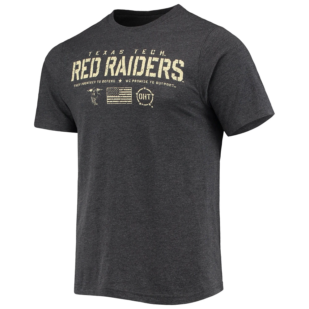 Men's Colosseum Heathered Black Texas Tech Red Raiders OHT Military Appreciation Flag 2.0 T-Shirt