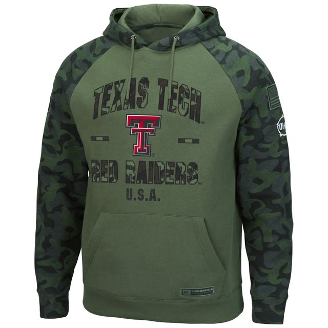 Colosseum Olive/Camo Texas Tech Red Raiders OHT Military Appreciation Raglan Pull à capuche pour hommes