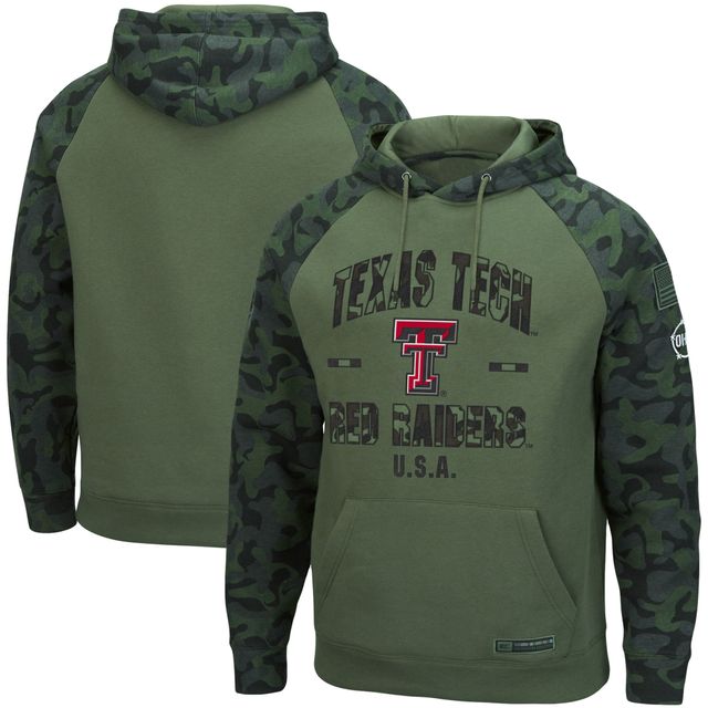 Colosseum Olive/Camo Texas Tech Red Raiders OHT Military Appreciation Raglan Pull à capuche pour hommes