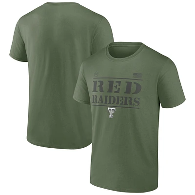 T-shirt d'appréciation militaire OHT Texas Tech Red Raiders pour hommes Fanatics Olive