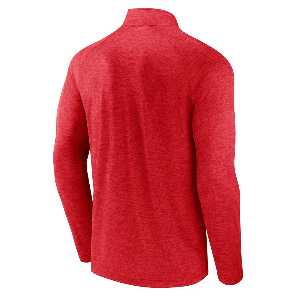Men's Fanatics  Red Texas Tech Raiders Primary Logo Raglan Quarter-Zip Top