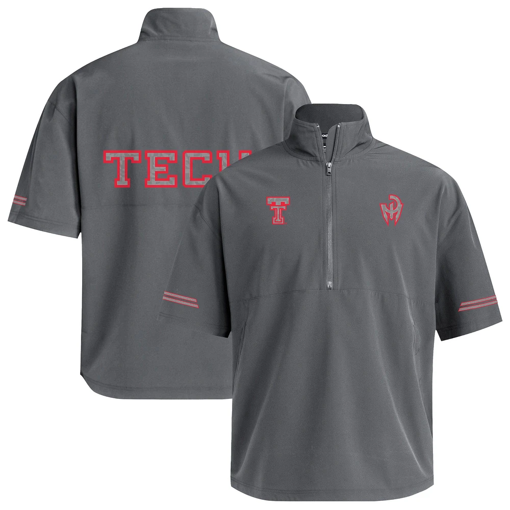 Men's Mahomes Charcoal Texas Tech Red Raiders Half-Zip Short Sleeve Jacket