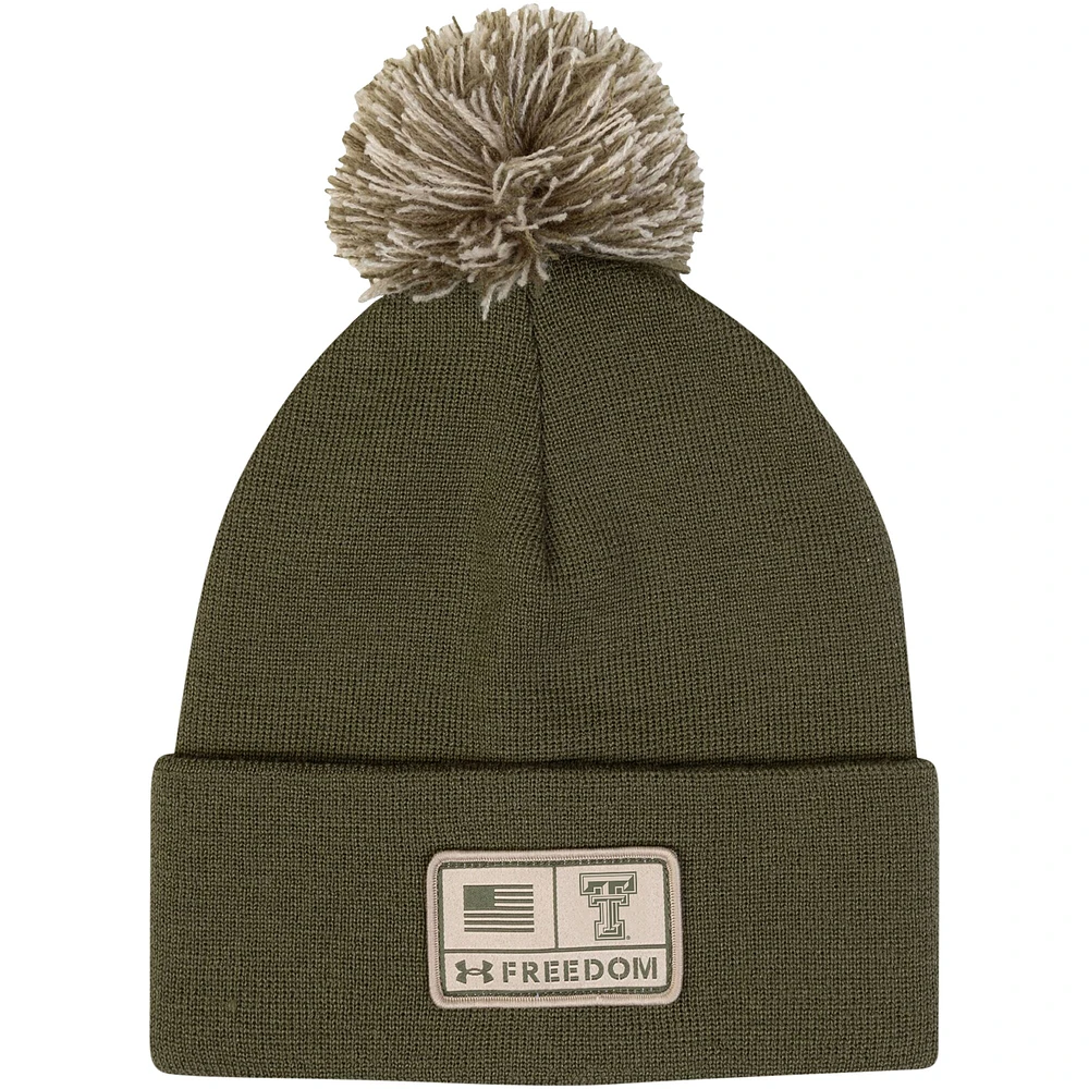 Men's Under Armour  Green Texas Tech Red Raiders Freedom Collection Cuffed Knit Hat with Pom