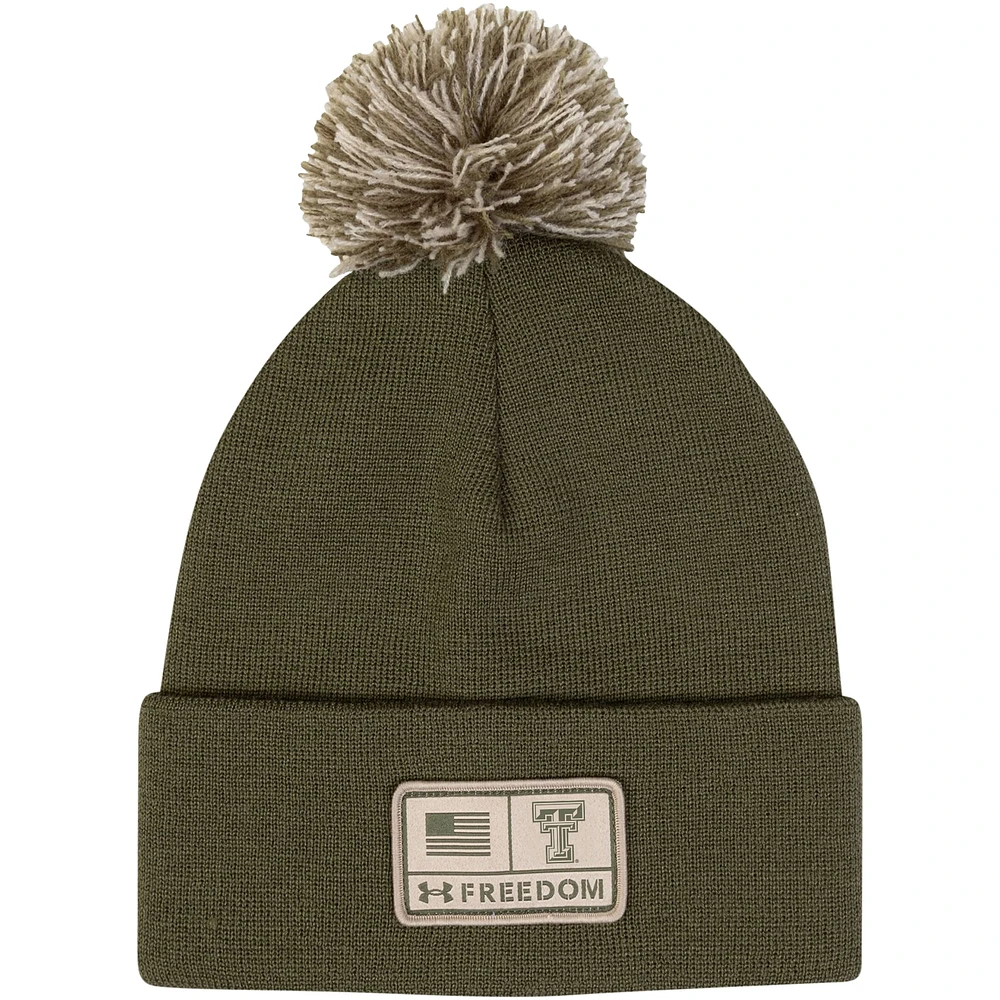 Men's Under Armour  Green Texas Tech Red Raiders Freedom Collection Cuffed Knit Hat with Pom