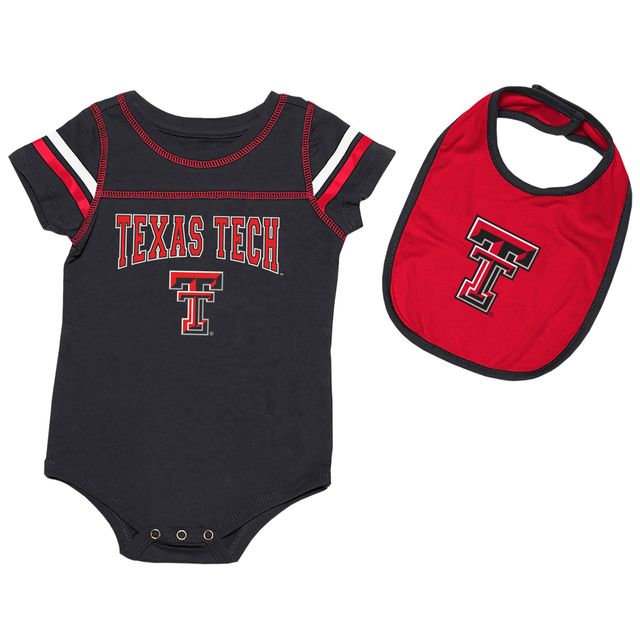 Nouveau-né et bébé Colosseum Black Texas Tech Red Raiders Chocolate Body & Bib Set