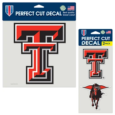 Lot de trois feuilles de décalcomanies à découpe parfaite WinCraft Texas Tech Red Raiders