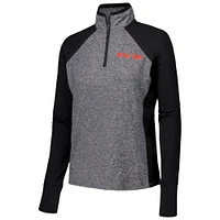 Women's Black/Heather Gray Texas Tech Red Raiders Finalist Raglan Quarter-Zip Jacket