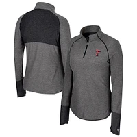 Women's Colosseum  Black Texas Tech Red Raiders Morningside Sleeve Hit Raglan Quarter-Zip Top
