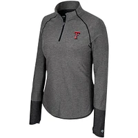 Women's Colosseum  Black Texas Tech Red Raiders Morningside Sleeve Hit Raglan Quarter-Zip Top