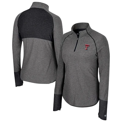 Women's Colosseum  Black Texas Tech Red Raiders Morningside Sleeve Hit Raglan Quarter-Zip Top