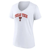 Women's Fanatics White Texas Tech Red Raiders Campus V-Neck T-Shirt
