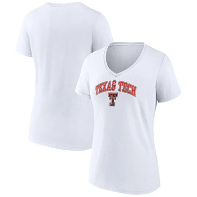Women's Fanatics White Texas Tech Red Raiders Campus V-Neck T-Shirt