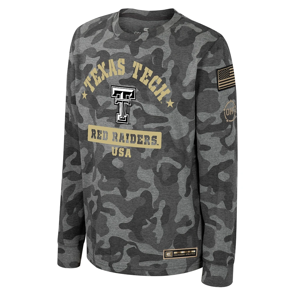 Youth Colosseum Camo Texas Tech Red Raiders OHT Military Appreciation Dark Star Long Sleeve T-Shirt