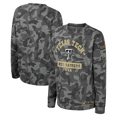 Youth Colosseum Camo Texas Tech Red Raiders OHT Military Appreciation Dark Star Long Sleeve T-Shirt
