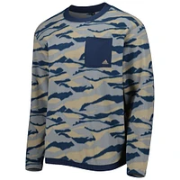 Men's adidas Navy/Gold THE PLAYERS Textured Pullover Sweatshirt