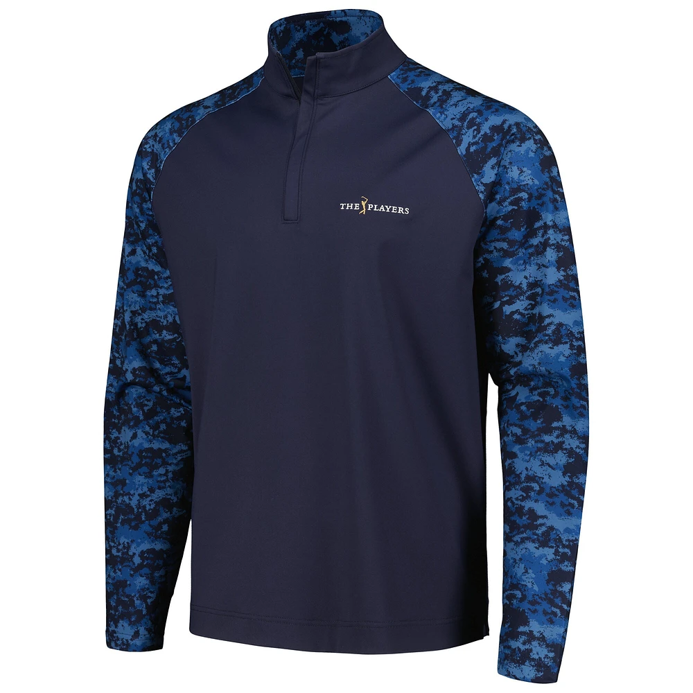 Men's FootJoy Navy THE PLAYERS Camo Color Block Raglan Quarter-Zip Top