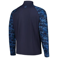 Men's FootJoy Navy THE PLAYERS Camo Color Block Raglan Quarter-Zip Top