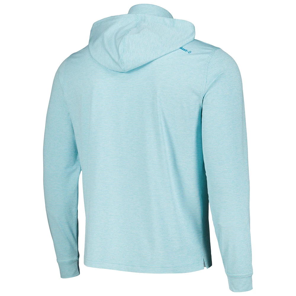 Men's johnnie-O Aqua THE PLAYERS 50th Anniversary Hybrid Quarter-Zip Hoodie
