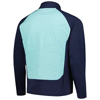 Men's Peter Millar Aqua/Navy THE PLAYERS Merge Hybrid Raglan Full-Zip Jacket