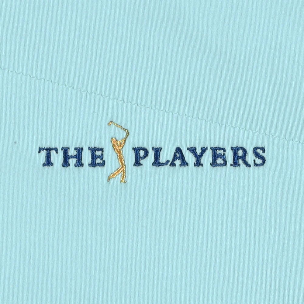 Men's Peter Millar Aqua/Navy THE PLAYERS Merge Hybrid Raglan Full-Zip Jacket