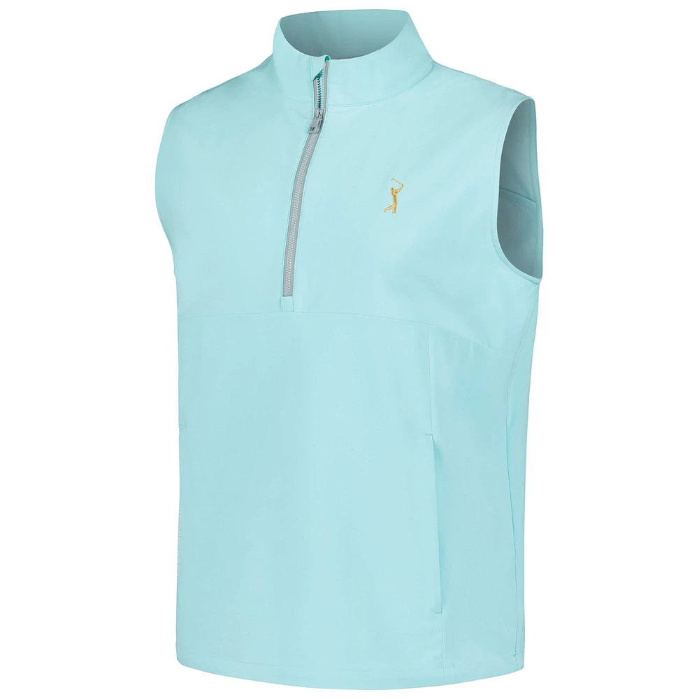 Men's Peter Millar Aqua THE PLAYERS Windward Half-Zip Vest