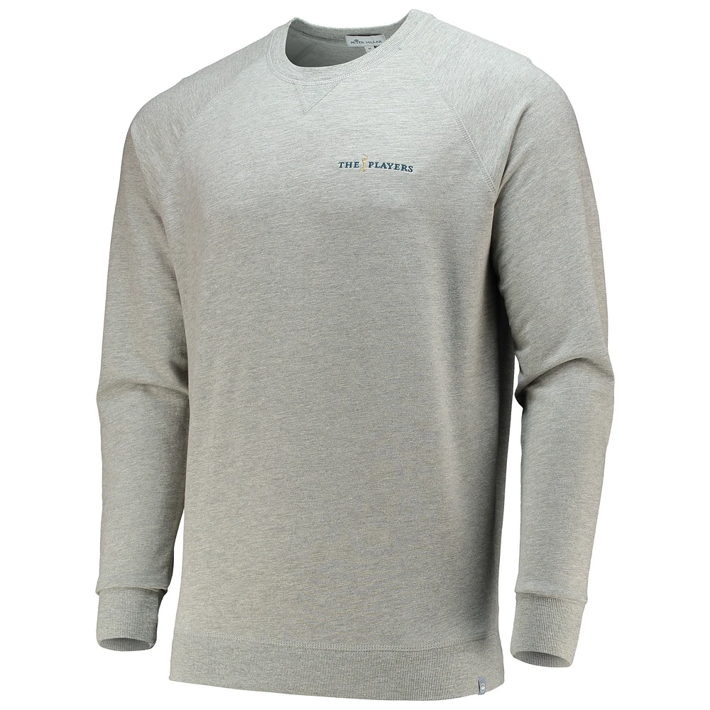Men's Peter Millar Gray THE PLAYERS Lava Wash Raglan Tri-Blend Pullover Sweatshirt