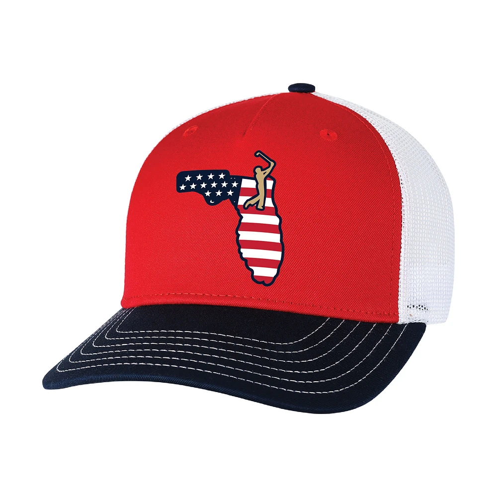 Men's THE PLAYERS  Ahead Red Americana Wave Rider Trucker Hat