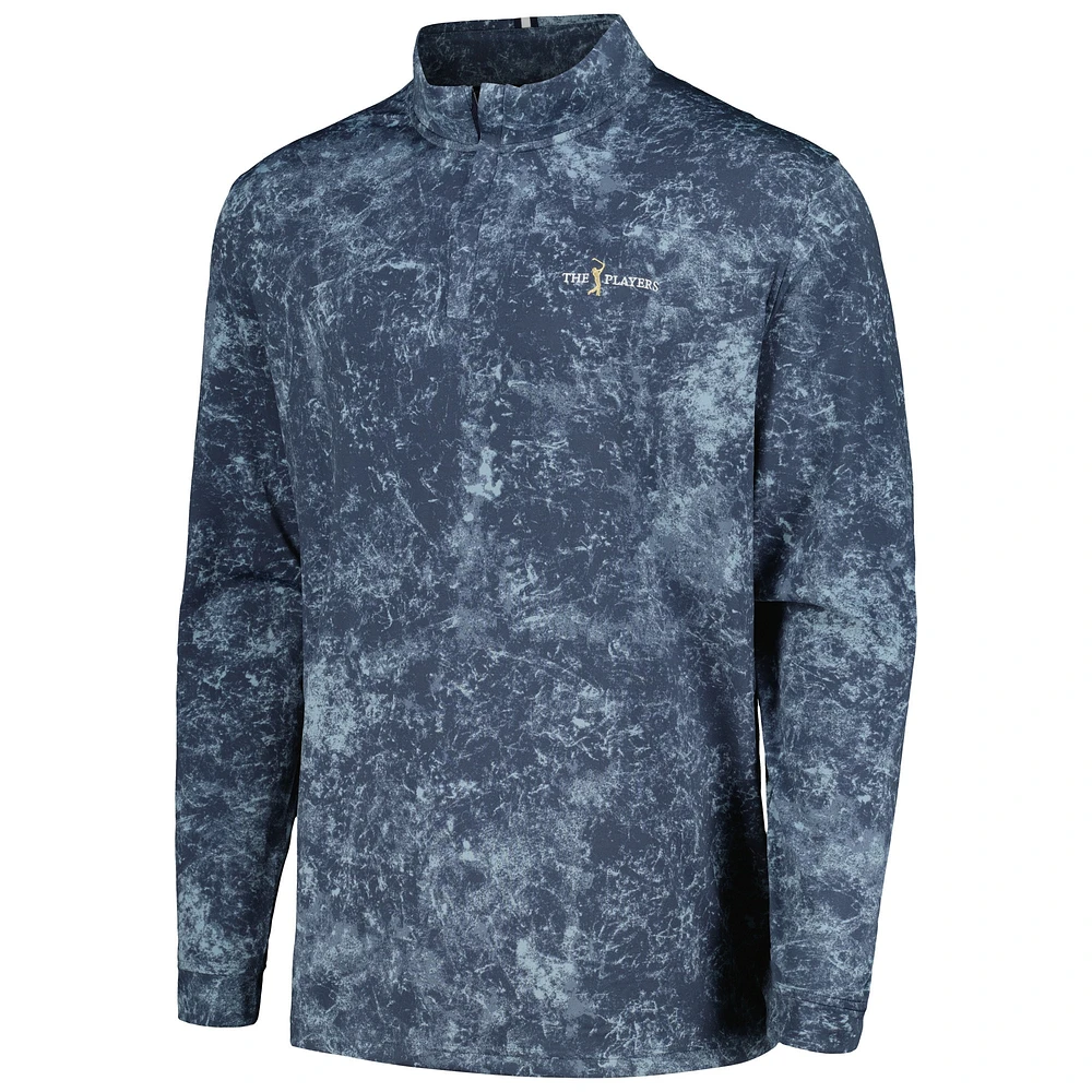 Men's Under Armour Navy THE PLAYERS Playoff 3.0 Print Quarter-Zip Top