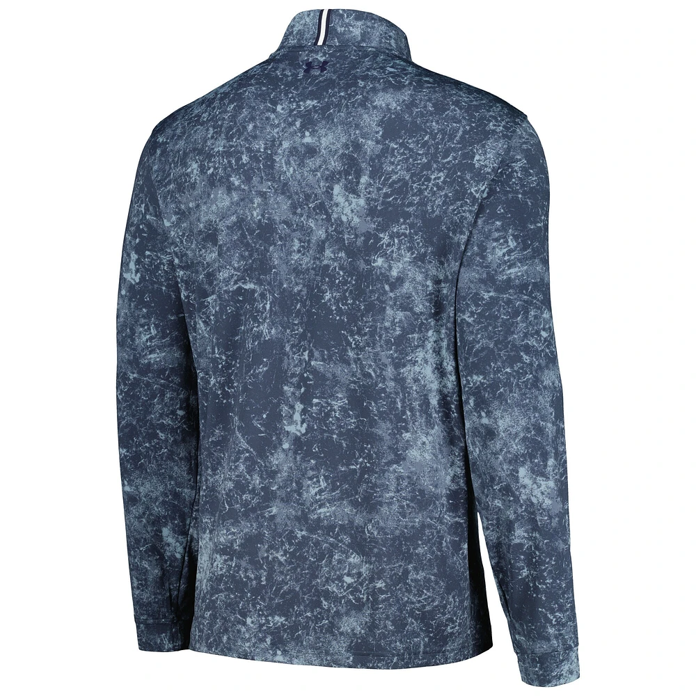 Men's Under Armour Navy THE PLAYERS Playoff 3.0 Print Quarter-Zip Top