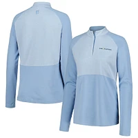 Haut à demi-zip THE PLAYERS Heather Block Raglan bleu clair pour femme
