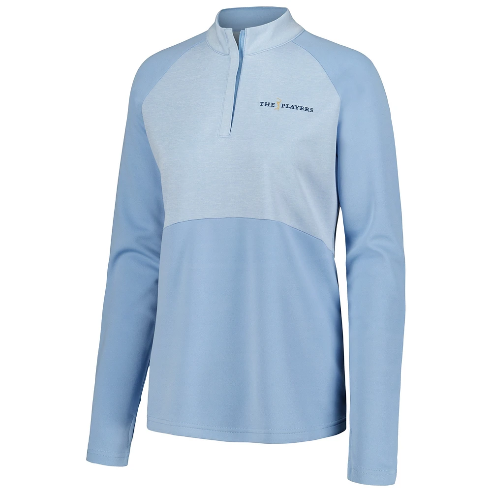 Haut à demi-zip THE PLAYERS Heather Block Raglan bleu clair pour femme