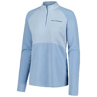 Haut à demi-zip THE PLAYERS Heather Block Raglan bleu clair pour femme