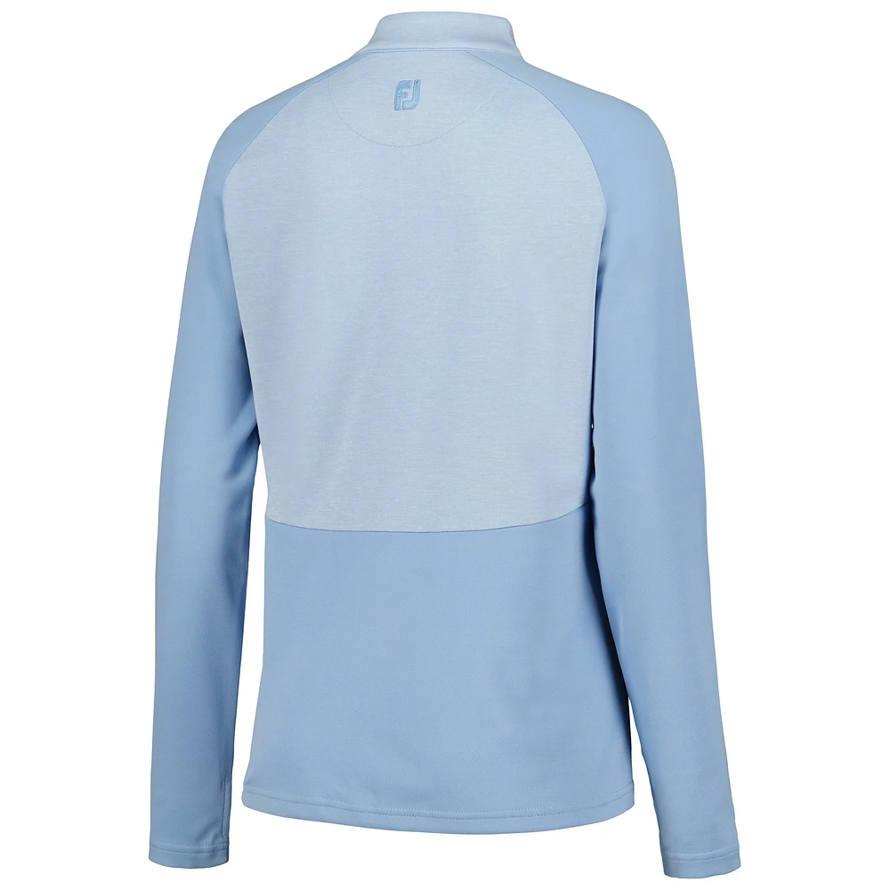 Haut à demi-zip THE PLAYERS Heather Block Raglan bleu clair pour femme