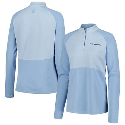Haut à demi-zip THE PLAYERS Heather Block Raglan bleu clair pour femme