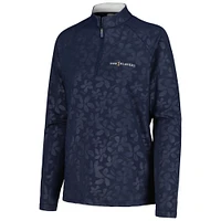 Women's FootJoy Navy THE PLAYERS Embossed Raglan ProDry Quarter-Zip Top
