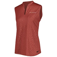 Women's Nike Maroon THE PLAYERS Victory Embossed Performance Notch Neck Sleeveless Polo