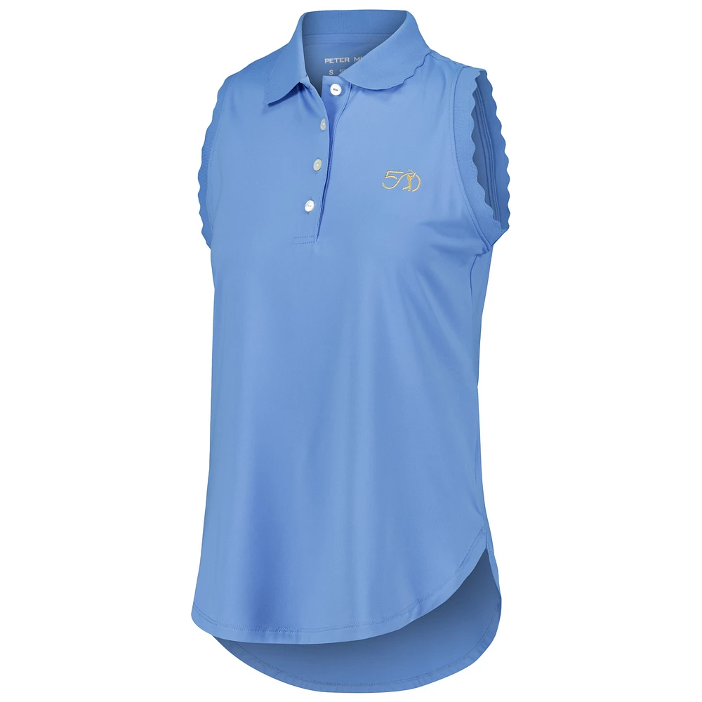 Women's Peter Millar Blue THE PLAYERS 50th Anniversary Opal Sleeveless Stretch Jersey Polo