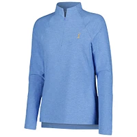 Women's Peter Millar Light Blue THE PLAYERS Melange Raglan Perth Quarter-Zip Top