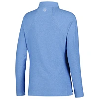 Women's Peter Millar Light Blue THE PLAYERS Melange Raglan Perth Quarter-Zip Top