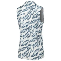Women's Puma White THE PLAYERS MATTR Animal Print Sleeveless V-Neck Polo